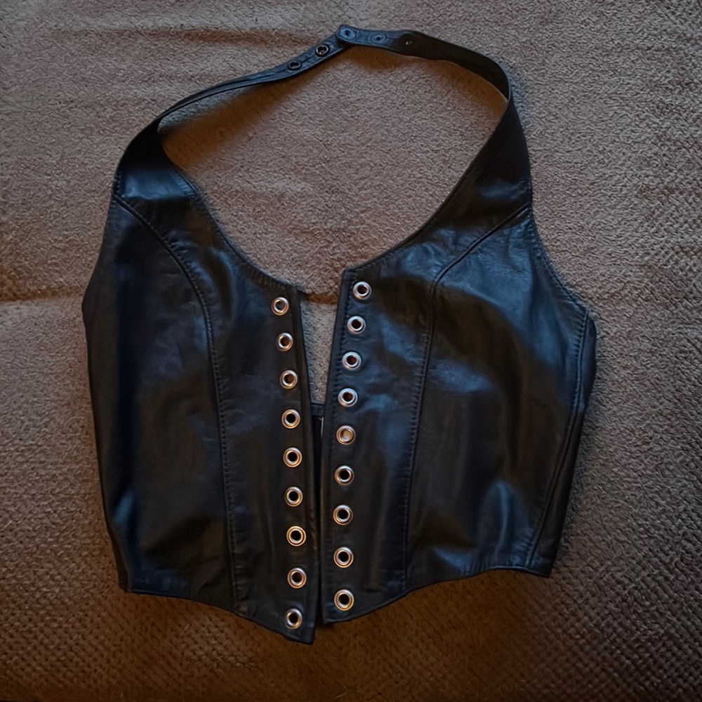 Black leather vest/corset